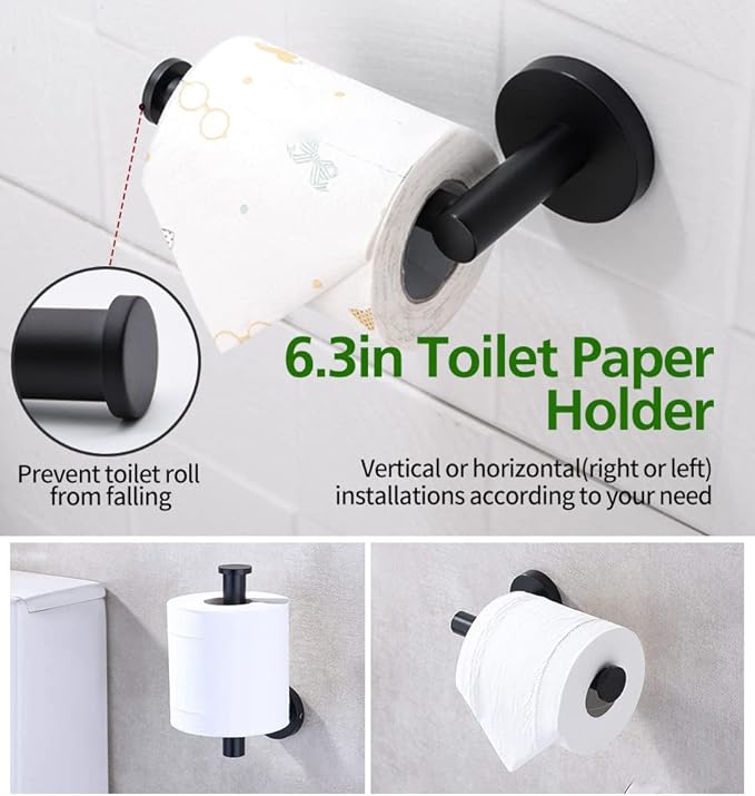 10pcs Matte Black Retractable Bathroom Hardware Set, | Including 24in Retractable Hand Bar, Toilet Paper Holders, Towel Rings, Multifunctional Robe Hooks