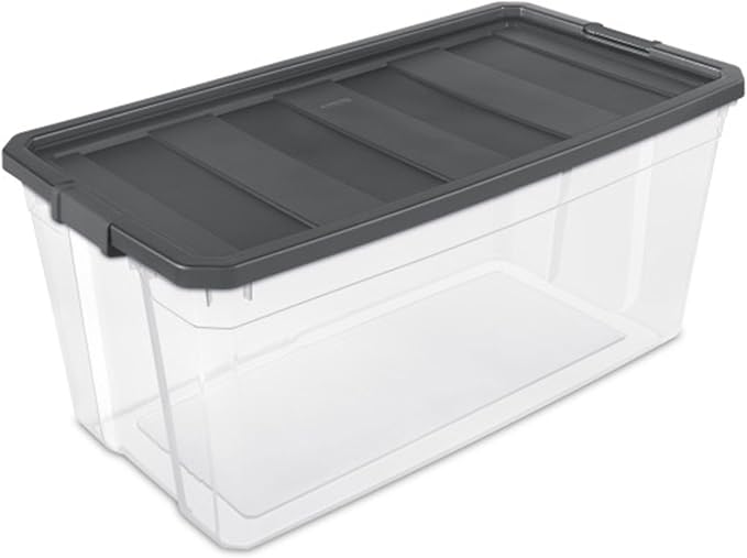 Sterilite 12-Pack Modular Stacker Box, Durable Clear Plastic Storage Bins with Latching Lids, 200 Quart - Stackable Organizing Container Boxes for Closet, Bathroom, and Office