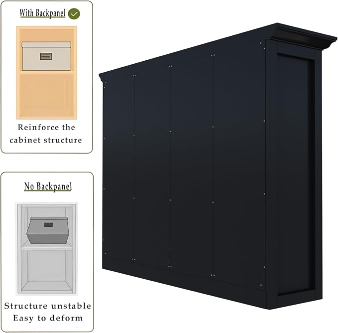 OSCHF 12-Cube Open Bookcase with Base, 3-Tier Wooden Bookshelf, Black | Curved Base, Crown Molding, Fits 11×11" Bins, Modern Storage Cabinet for Living Room, Bedroom, Home Office
