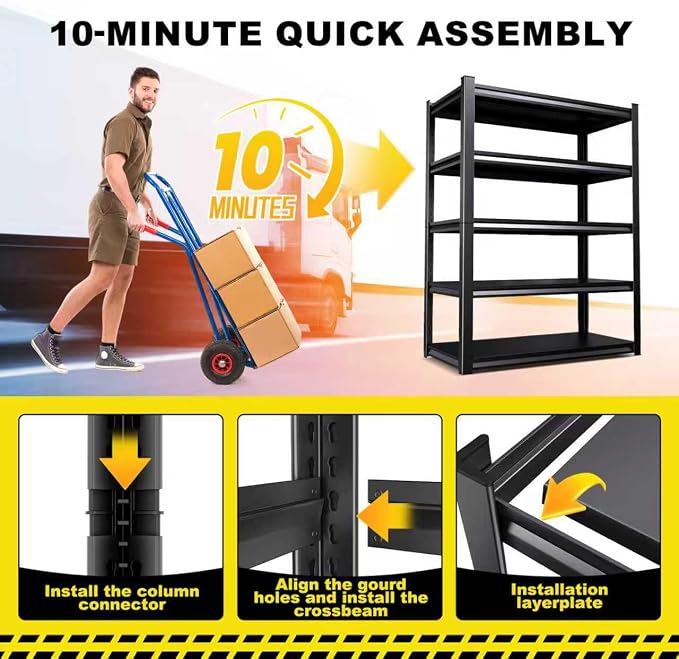 71" Hx35 Wx16 DMetal Garage Shelving-2500LBS 5 Tier Storage Shelves,Adjustable Heavy Duty Shelving Unit and Storage Large Rack,Utility Steel Shelf for Shop Warehouse Industrial Pantry Basement