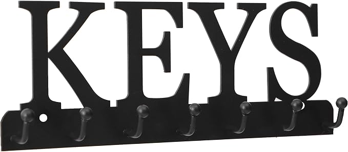 Lixgifts Key Holder Wall Mounted Key Hooks for Wall Decorative with 7 Hooks Black Metal Key Organizer Rack Hanger for Entryway, Front Door, Hallway, Office 10X3.7 inches