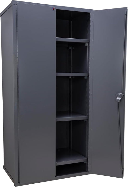 Jamco Heavy Duty Steel Storage Cabinet, Lockable Doors, 7200 lb Cap., Gray | 14-Gauge All-Welded Steel Cabinet, 4 Adjustable Shelves (1,800 Lbs Capacity Each), 24"D X 36"W X 74"H, Lockable,