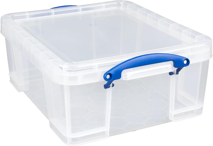 Really Useful Box 17 Liter Plastic Storage Bins with Snap Lids and Clip Lock, Clear