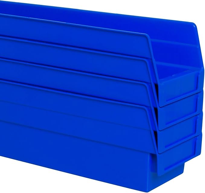 Akro-Mils 30120 Heavy Duty Plastic Shelf Bins, 12"x 4"x 4", Blue, 24-Pack | Heavy Duty Nesting Storage Bins for Garage, Closet, Refrigerator, Kitchen, Cabinet, Drawer Organization, Pantry Organization