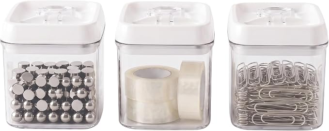 Felli Flip Tite Food Storage Container 4" Small Size Airtight Lid Lock Top, Stackable Kitchen Canister for Space Saving, Pantry Fridge Cupboard Organizer, Spice Seasoning Pet Treats Snack (0.5 qt)