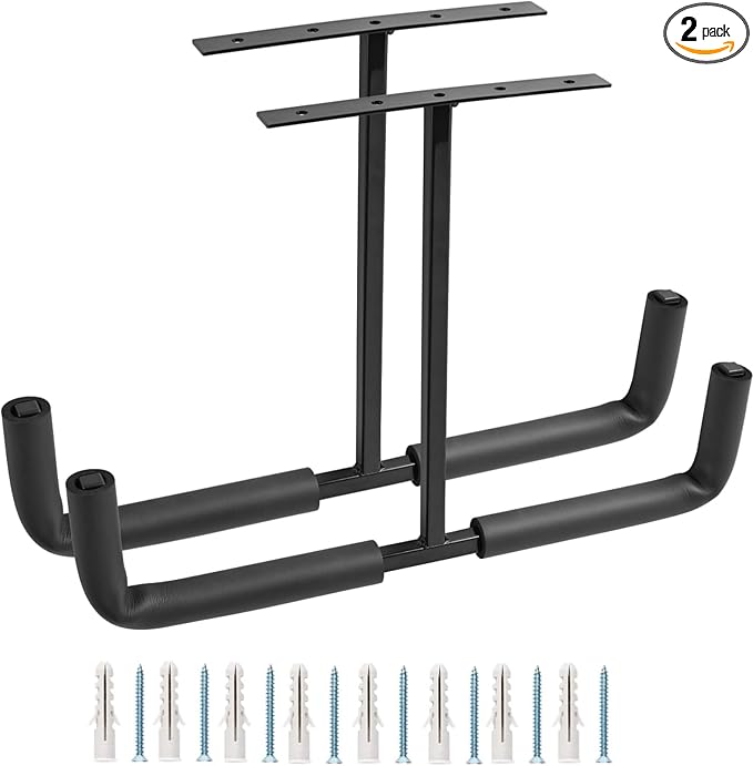 Heavy Duty Ceiling Garage Hooks, Overhead Garage Storage Rack, Wall Mounted Utility Hanger for Wood, Tools, Bicycle, Fishing Rod