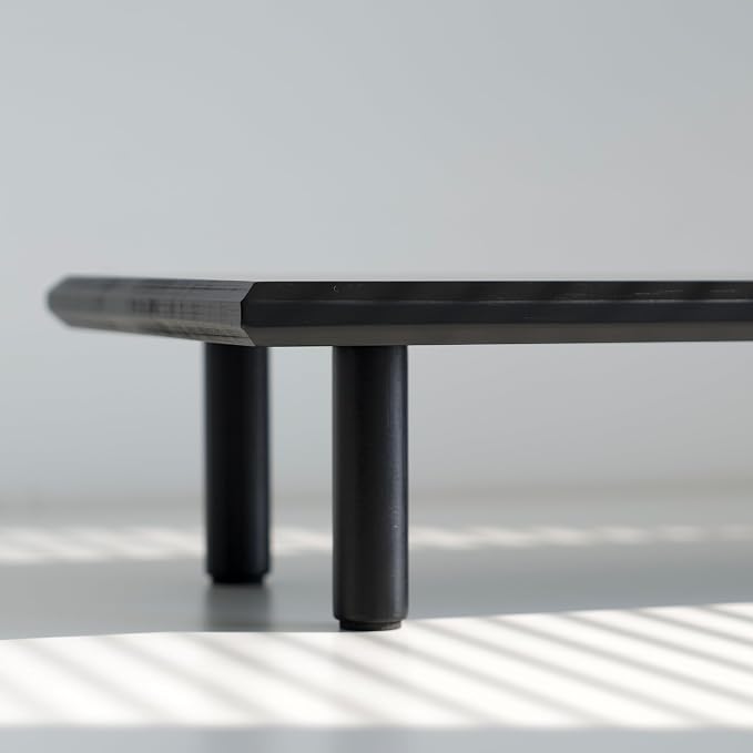 Bamboo Dual Monitor Stand Riser, Black Desk Shelf with Storage | 39.37-Inch Wide, 3.5-Inch Clearance, Fits Keyboards, Soundbars and Two 24-Inch Monitors for Home Office
