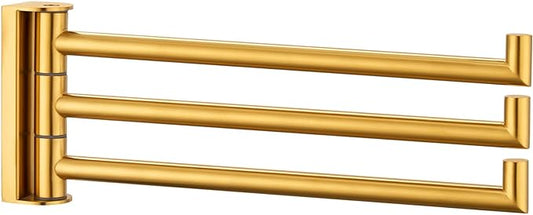 Angle Simple Hand Towel Holder for Bathroom, Swivel Bars, Brushed Dark Gold | Kitchen Towel Rack 9.84", SUS304 Stainless Steel, Foldable 3 Arms Hanger Space Saving
