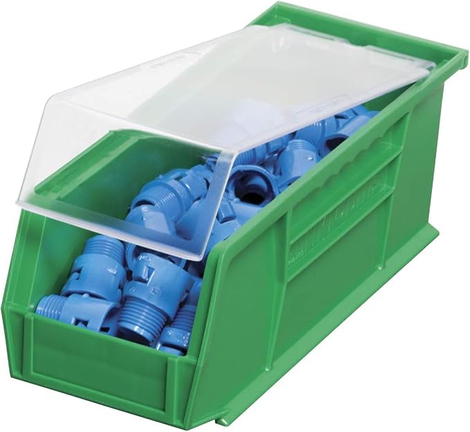 Akro-Mils 30224 AkroBins Plastic Storage Bins, 11"x 4"x 4", Green, 12-Pack | Space-Saving Stackable Bins for Garage, Pantry, Craft Organization