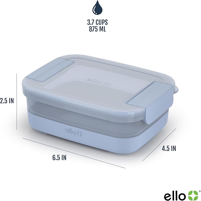 Ello Plastic 3.7 Cup Meal Prep Set 10 Pc -5 Pack set BPA Free Plastic Food Storage Container with Silicone Boot and Airtight Lids, Dishwasher, Microwave, and Freezer Safe, Melon (Pack of 2)