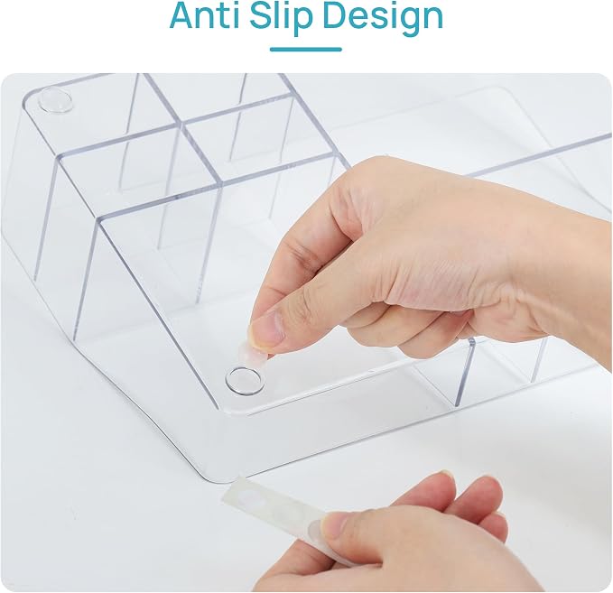 Vtopmart Clear Plastic Devided Makeup Organizer Tray | Cosmetic Storage, For Dresser Countertop and Bathroom Vanity, Beauty Holder for Lipstick Brush Skincare