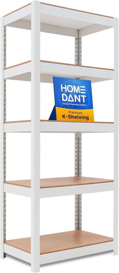 House 5 Tier 24.1" W Laminated Metal Shelving Unit Adjustable Storage Utility Rack Heavy Duty Shelves Organization Multipurpose Shelf Kitchen Garage Pantry Closet 1 Pack | Adjustable boltless metal shelving for pantry, closet, kitchen, basement, garage...