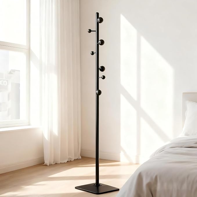 coat rack freestanding,coat rack stand with 7 Hooks and Metal Base for Bags, Hats.Coat Tree Coat Hanger Stand for Home Office Hall Entryway