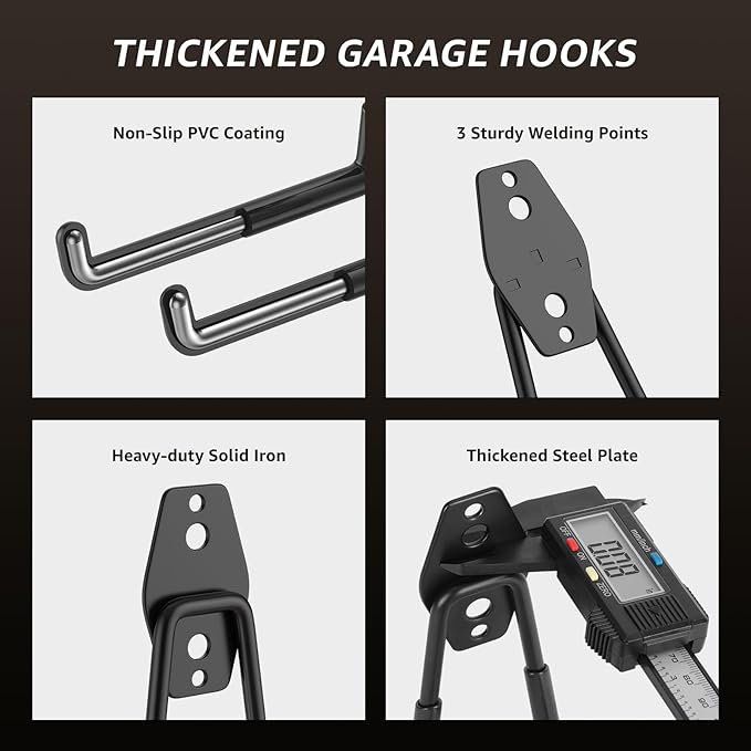 Heavy Duty Garage Hooks for Storage & Hanging Items, 20-Pack | for Hanging Bikes, Hoses, Ladders, Ropes, Garden Tools; for Garage, Warehouse, Yard, Shed
