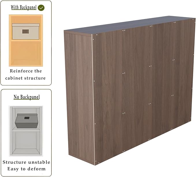 OSCHF 12-Cube Storage Shelf Bookcase, Walnut | Wooden 3-Tier Open Bookshelf, Fits 11×11" Bins, Vertical or Horizontal Use, Full Back Panels, For Home Office