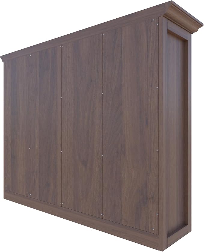 OSCHF 12-Cube Open Bookcase with Base, 3-Tier Wooden Bookshelf, Walnut | Curved Base, Crown Molding, Fits 11×11" Bins, Modern Storage Cabinet for Living Room, Bedroom, Home Office