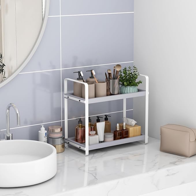 HNRLOY Bathroom Counter Organizer, Bathroom Counter Shelf, Makeup Organizer | Bathroom Countertop Organizer, Bathroom Sink Organizer, Perfume Organizer, Vanity Shelf, Bathroom Organization and Storage
