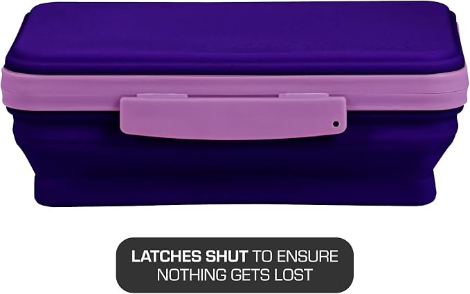 It's Academic Flexi Storage Box, Folding, Collapsible and Adjustable for Pencils, Supplies, and More, Purple (23135)