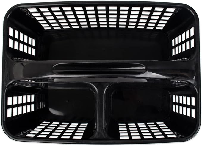 Portable Shower Caddy Basket Plastic Storage Basket with Compartments Black | Sturdy Large Capacity Cleaning Supplies Organizer Divided Tool Bin for Bathroom Kitchen Bedroom College Dorm Essentials