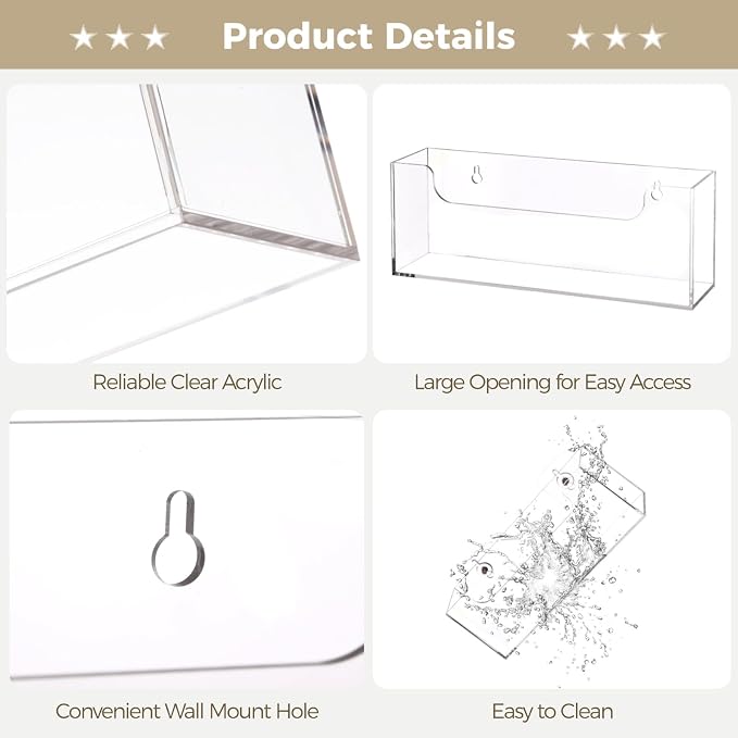 Homaisson Clear Acrylic Mail Holder Box for Desk or Wall Mount, Mail Organizer Countertop, Modern Wall Mounted or Tabletop Mailbox, Letter Storage Organizer Box