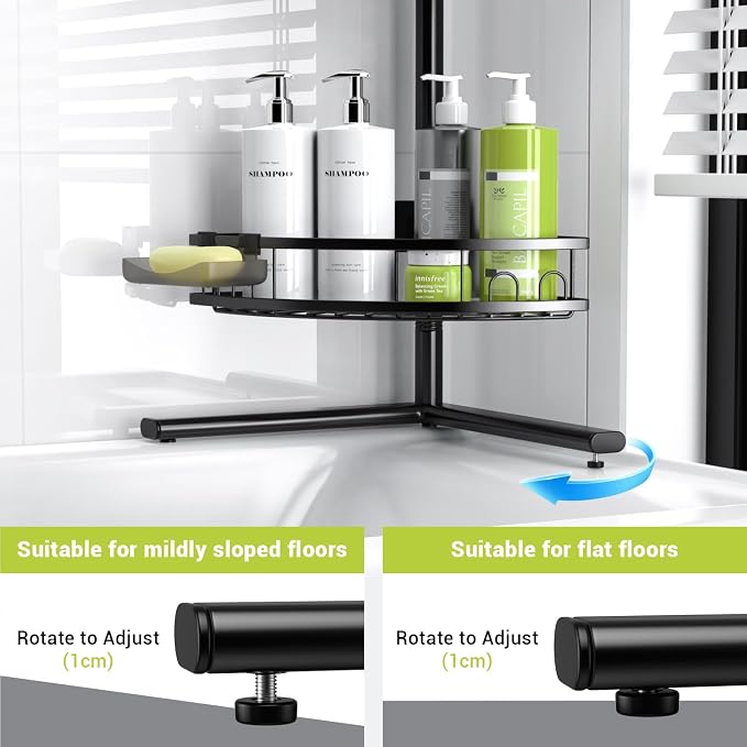 Aitatty Corner Shower Caddy Standing: 4-tier Rustproof Shower Organizer Shelf - Floor Shower Corner Shelf for Bathroom, Renters, Apartment & Dorm