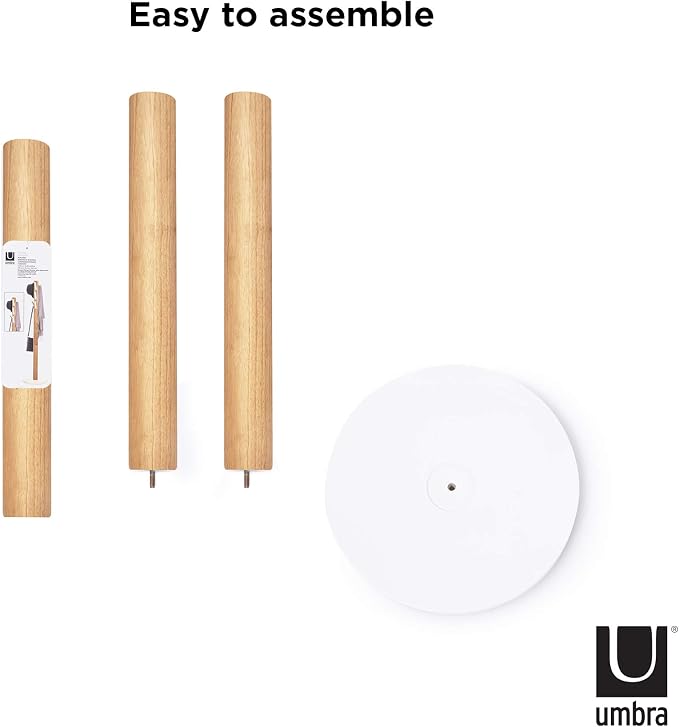 Umbra Flapper Coat Rack, Flip Down Clothing Rack, 9 Hooks, White/Natural