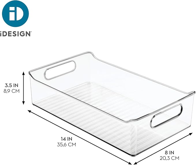 iDesign Plastic Pantry Storage Organizer Bin, Set of 2, Clear | With Handles
