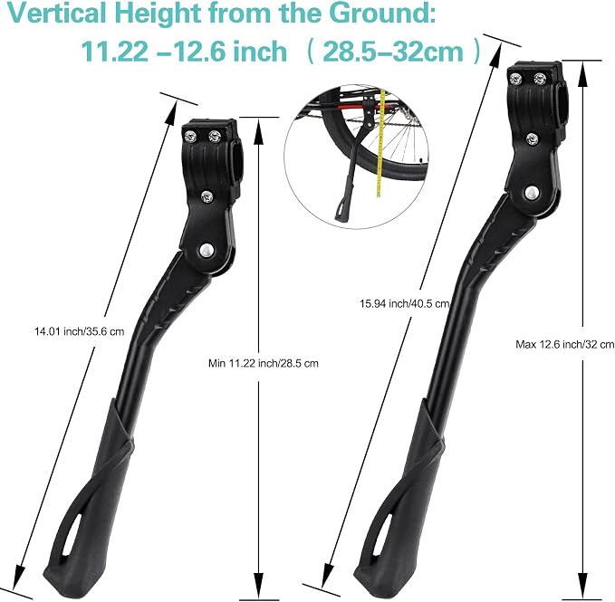 Bike Kickstand for Adult's Bike, Adjustable Rear Side Bicycle Kickstand, Suitable for 24-29 inch Mountain Bikes, E-Bike, BMX, 700C Road/Hybrid Bikes, etc. Aluminum Alloy Maximum Holds 176lbs