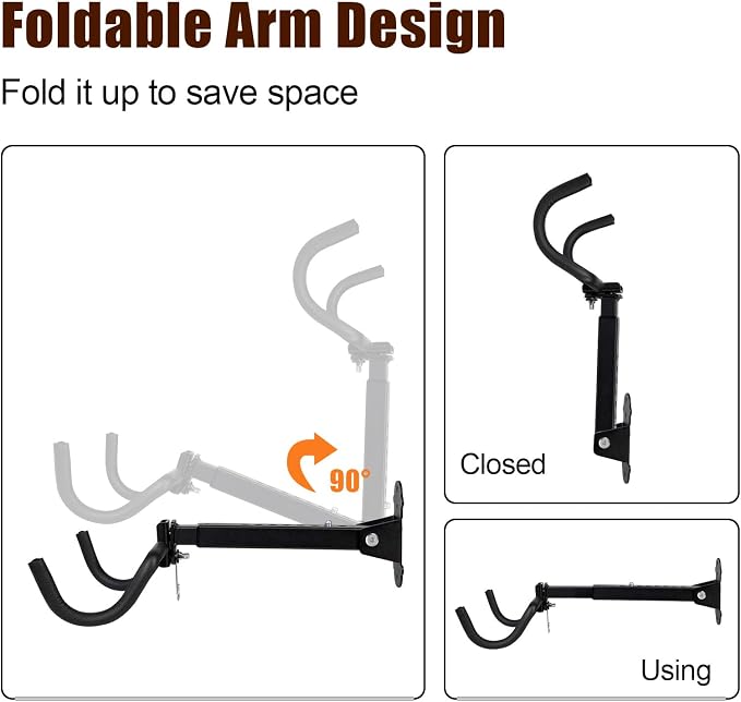 Bike Wall Mount Hanger, Garage Bike Rack for Indoor Bicycle Storage in Garage Home, Horizontal Bike Holder for Road Bikes, Mountain Bikes, Hybrid Bikes
