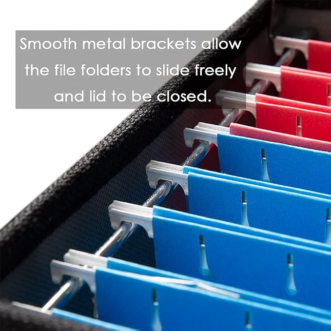 File Organizer Box - Set of 1 Collapsible Decorative Linen Filing Storage Hanging File Folders with Lids Office Cabinet Letter Size Black (14x9.3x10.8 inch)