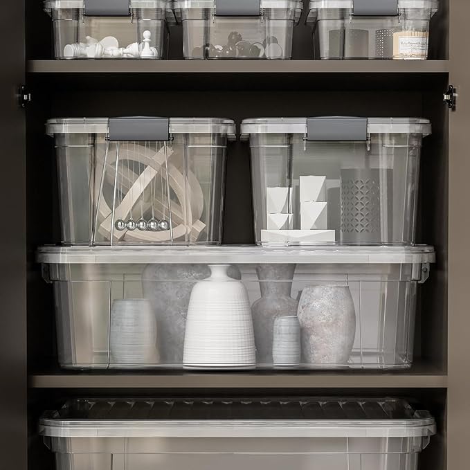 Superio Small Clear Plastic Storage Bin with Lid, 11 Qt, Non-Toxic, BPA Free, Odor Free, Organizer Storage Box, Stackable Plastic Tote for Home, Garage, School, and Office