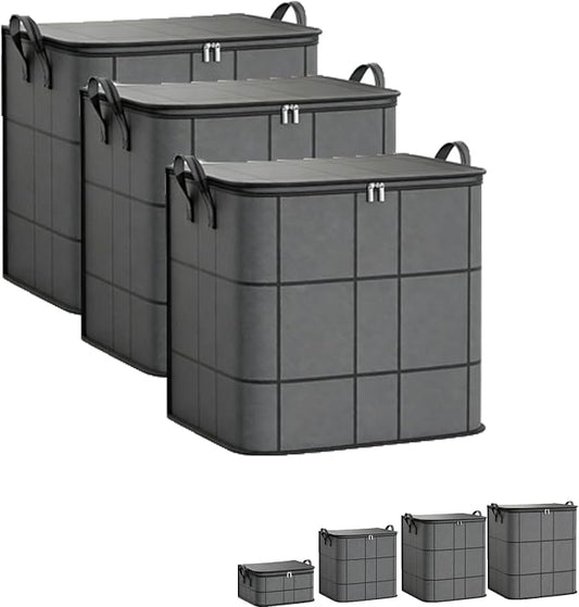 Spacious Moving Storage Bin, Zippered Organizer,XXL Foldable Storage Bags (3PCS, Medium)