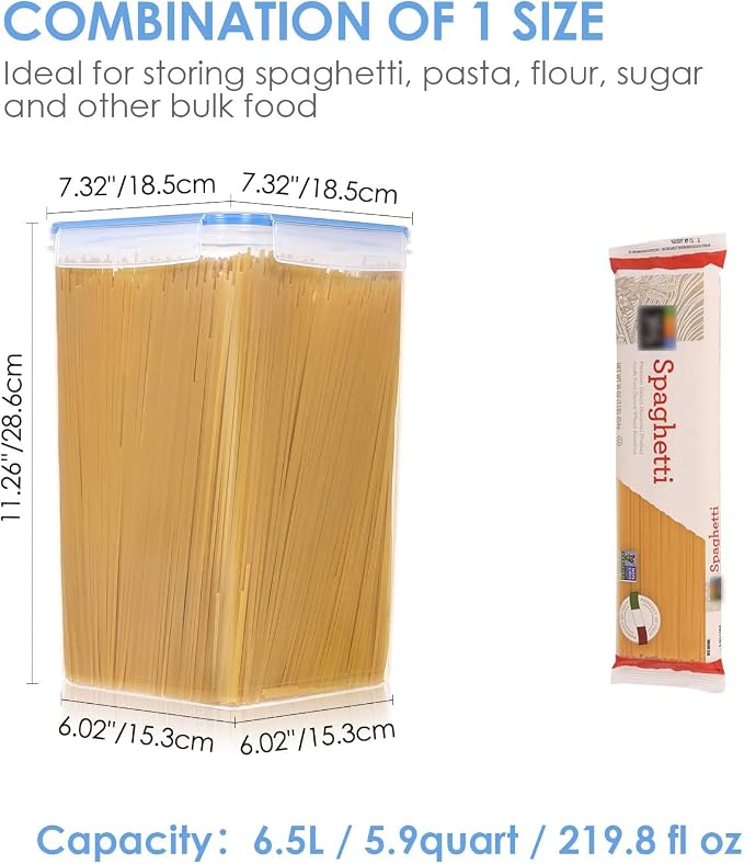 Vtopmart 6.5L Flour Sugar Storage Containers, 4 PCS, Blue | For Bulk Flour and Sugar Storage, Airtight Seal, Multiple Sizes, BPA Free, Food Grade Material, Dishwasher Safe (Not Lids)