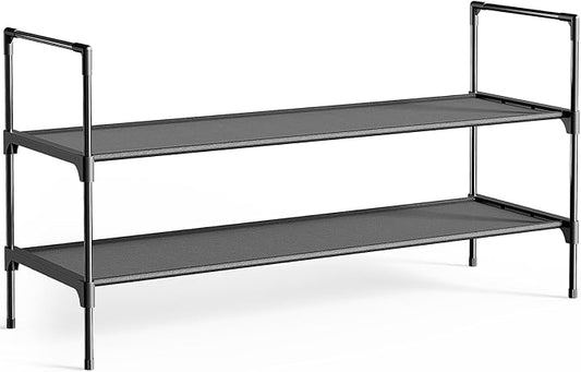 Kitsure Shoe Rack for Closet, Shoe Organizer, 36.2" Wide - 2 Tier, Black | Shoe Storage for Closet, Entryway, Easy- Assembly& Space-Saving Shoe Shelf with Side Handle, Closet Organizer