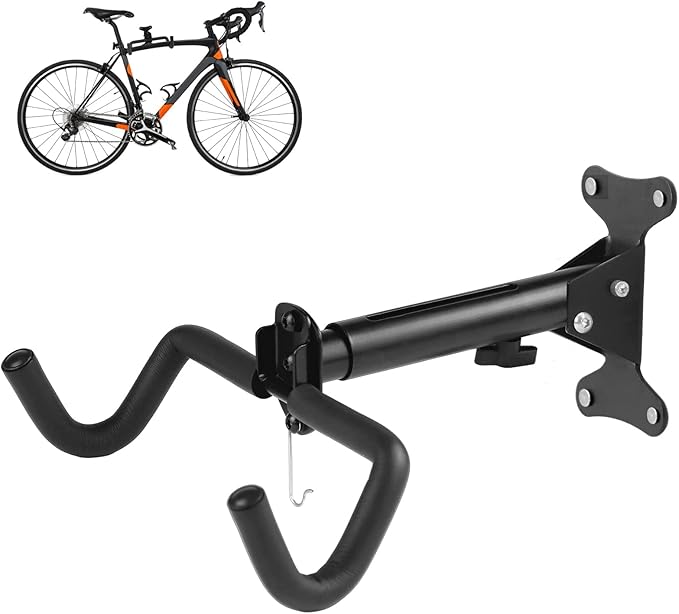 Bike Wall Mount Hanger, Bicycle Garage Storage Rack Hook with a Helmet Hook to Hang the Helmet, Horizontal Indoor Bike Holder for Hanging Mountain, Road, Hybrid Bikes