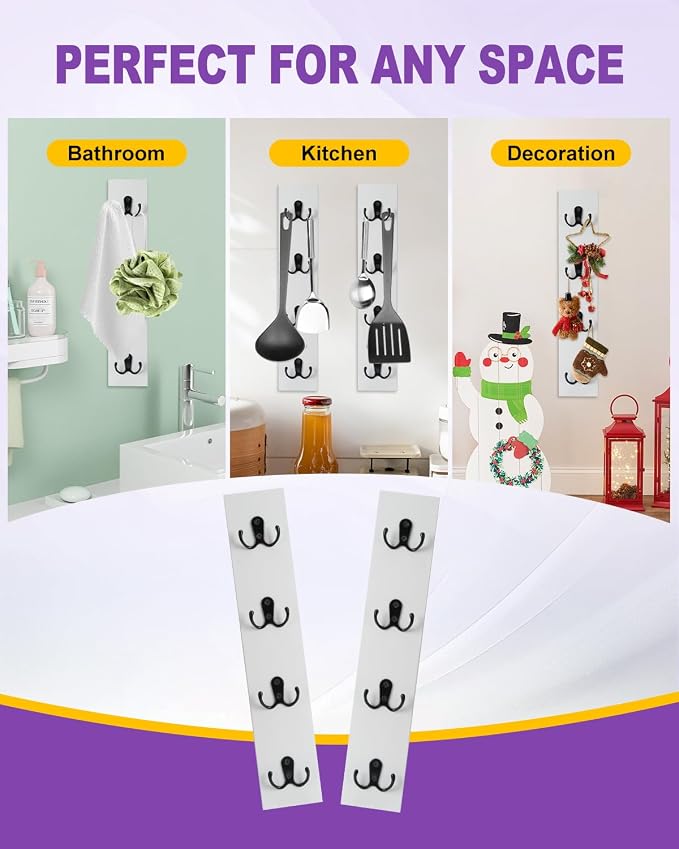 UCEC Space-Saving Wooden Vertical Key Holder for Wall with Hooks for Door | Small White Wooden Key Holder for Entryway, Front Door or Garage, Holds Keys, Wallets & Leashes, Space-Saving Wall Mount