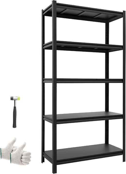 VEVOR Storage Shelves, 5-Tier Adjustable, 3000 lbs Capacity, Heavy Duty Garage Storage Shelving Unit, Metal Utility Rack Shelf, for Garage Warehouse Basement Kitchen, 36.42" W x 16.42" D x 71.38" H