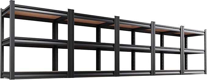 Set of 5 Garage Shelving,3 Tier Garage Storage Shelves,Adjustable Heavy Duty Metal Shelving Units and Storage Large Rack,Utility Steel Shelf For Shop Warehouse Industrial Pantry Basement 33"x35"x16"