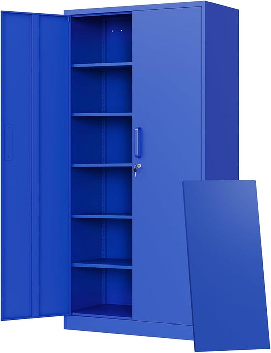 Letaya Metal Garage Storage Cabinets with Lock Door and Adjustable Shelves, Steel Tool Cabinets for Home,Office,Warehouse Organisieren (Blue)