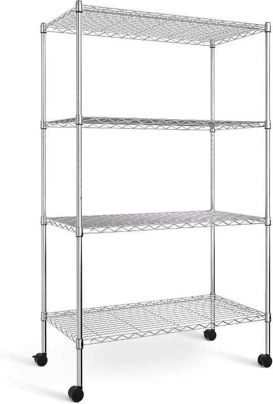 Simple Deluxe Heavy Duty 4-Tier Storage Shelving Unit, 35.83" W x 13.98" D x 55.91" H, 1000 Lbs Loading Capacity, Chrome