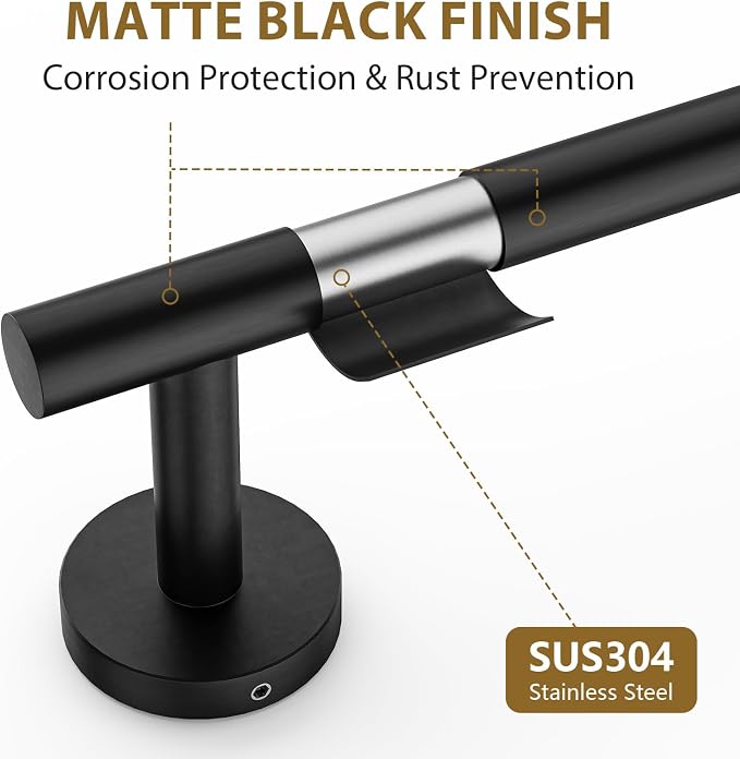 Luxbaro 30 Inch Matte Black Towel Bar, Thicken, Total Length 32-Inch | Towel Rack for Bathroom Wall, SUS304 Stainless Steel Towel Rod, Modern Home Decor