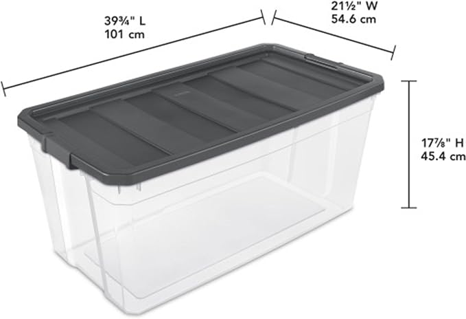 Sterilite 9-Pack Modular Stacker Box, Durable Clear Plastic Storage Bins with Latching Lids, 200 Quart - Stackable Organizing Container Boxes for Closet, Bathroom, and Office