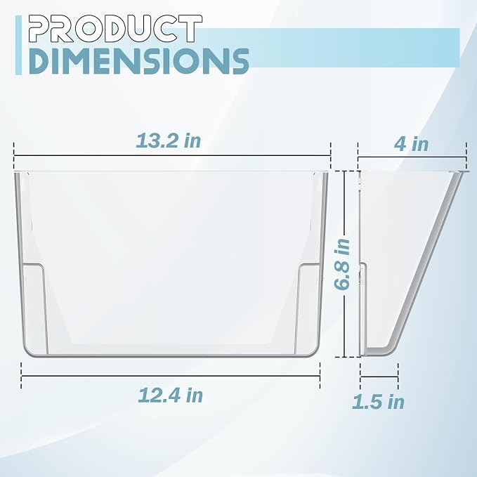 Gawerk Clear Acrylic Single Pocket, Plastic Hanging Wall Mount File Holder for Office Home (Clear, 6 Pack)