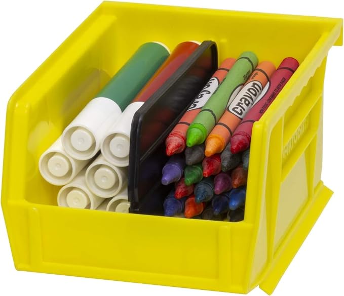 Akro-Mils 30210 AkroBins Plastic Storage Bins, 5"x4"x3", Yellow, 24-Pack | Space-Saving Stackable Bins for Garage, Pantry, Craft Organization