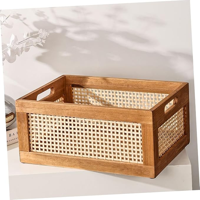 Handmade Woven Storage Basket Capacity Decorative Box for Organizing Sundries for Kitchen Living Office and More