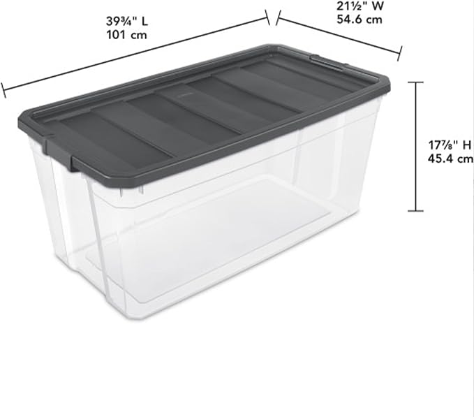Sterilite 6-Pack Modular Stacker Box, Durable Clear Plastic Storage Bins with Latching Lids, 200 Quart - Stackable Organizing Container Boxes for Closet, Bathroom, and Office