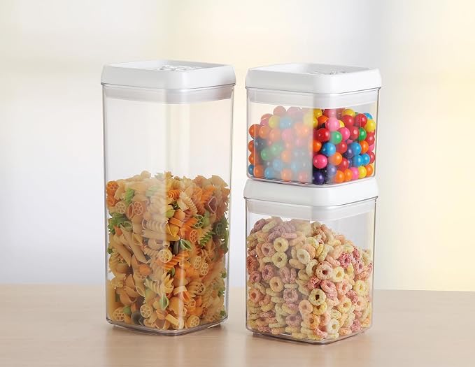 Felli Flip Tite Food Storage Container 4" Small Size Airtight Lid Lock Top, Stackable Kitchen Canister for Space Saving, Pantry Fridge Cupboard Organizer, Spice Seasoning Pet Treats Snack (0.5 qt)