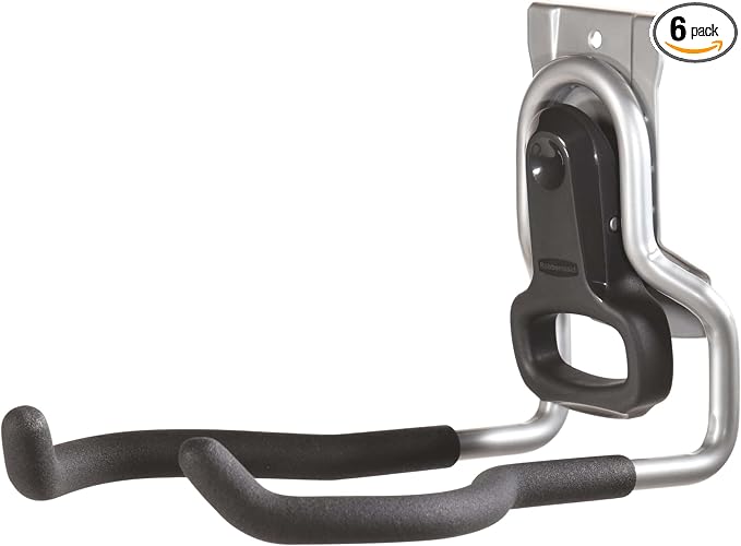 Rubbermaid Garage Fasttrack Power Tool Holder Satin Nickel Wall Mounted Storage System Holds up to 50 pounds for Home/Garage/Tool Organization (Pack of 6)