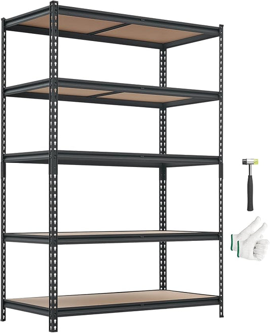 VEVOR Storage Shelves, 5-Tier Adjustable, 3000 lbs Capacity Heavy Duty | Storage Shelving Unit, Metal Utility Rack Shelf, Ideal for Garage Workshop Warehouse Basement, 48.35" W x 24.37" D x 71.38" H