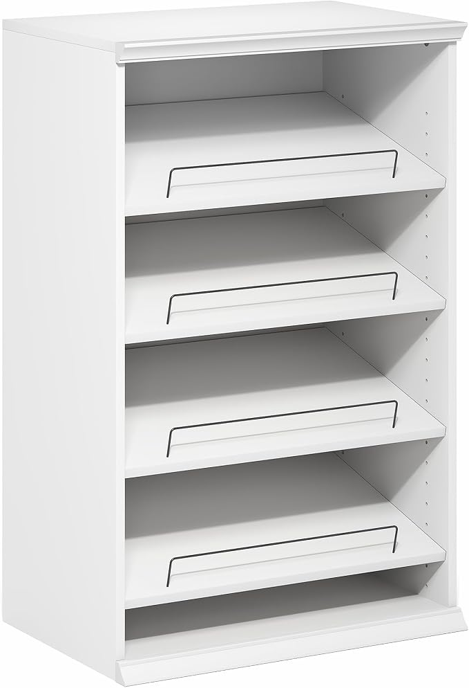 Furinno FANO Shoe Rack, 4-Tier Shoe Organizer, Closet Shoe Shelf with Angled, Adjustable Shelves, Stackable Shoe Storage, 15.9 x 23.6 x 36.2 for Wardrobe, Bedroom, Living Room, White